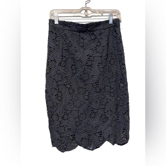 Halogen black laced/crochet midi pencil skirt - Picture 1 of 4
